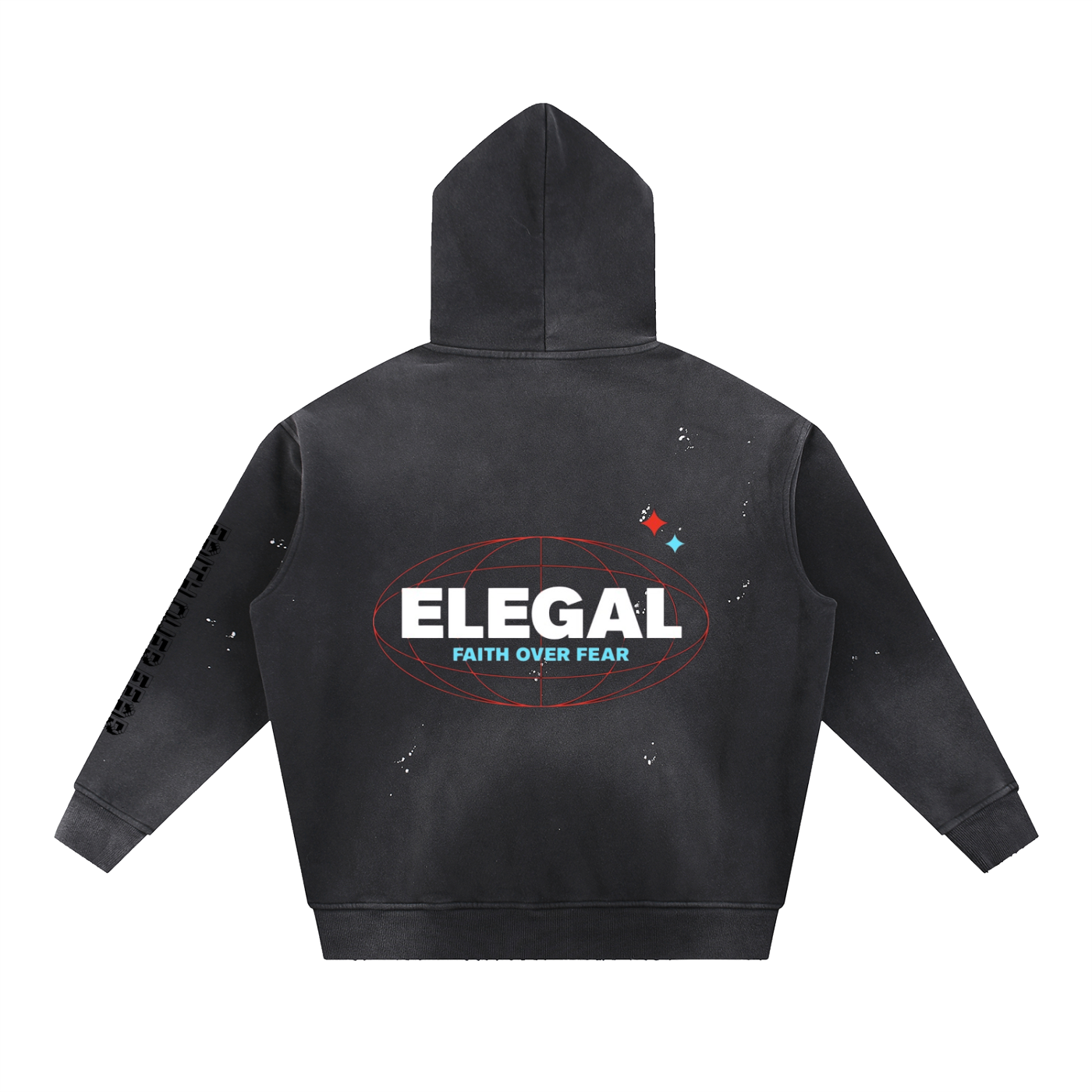 Vintage Washed Frayed Fleece Hoodie